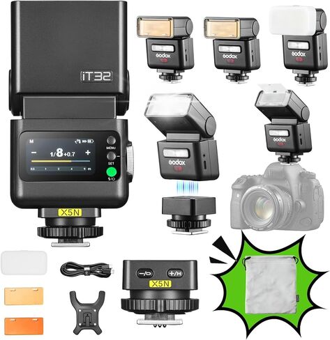 GODOX iT32 TTL Camera Flash with X5S Wireless Trigger for Sony,Magnetic Hotshoe & Trigger 2-in-1, Compatible with Sony ZV-E10 II, ZV-E10, ZV-E1, a7III,a6700, a6400,a7C II, a7C, a7CR, RX1RII,ZV-1II in Saudi Arabia