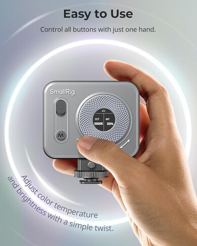 SmallRig P96 Mini LED Video Light, Bi-Color 2700-6500K CRI 95+, 2200mAh, Portable Camera Lights with Cold Shoe for Content Creator Vlogging, Compact Photography Lighting for TikTok, YouTube Streaming | YouTube Streaming, Portable Camera Lights, Cold Shoe  in Saudi Arabia