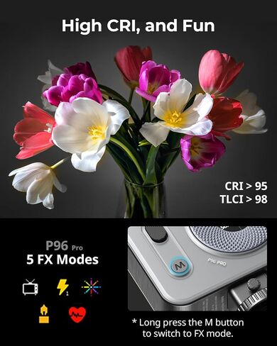 SmallRig P96 Mini LED Video Light, Bi-Color 2700-6500K CRI 95+, 2200mAh, Portable Camera Lights with Cold Shoe for Content Creator Vlogging, Compact Photography Lighting for TikTok, YouTube Streaming | YouTube Streaming, Portable Camera Lights, Cold Shoe  in Saudi Arabia