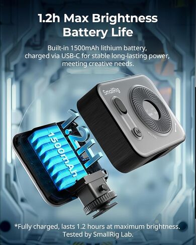 SmallRig P96 Mini LED Video Light, Bi-Color 2700-6500K CRI 95+, 2200mAh, Portable Camera Lights with Cold Shoe for Content Creator Vlogging, Compact Photography Lighting for TikTok, YouTube Streaming | YouTube Streaming, Portable Camera Lights, Cold Shoe  in Saudi Arabia