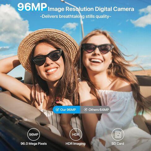 8K Digital Camera for Photography with WiFi 96MP Autofocus Vlogging Camera for YouTube Video 3.5'' 180°Flip Screen 20X Zoom Anti-Shake Compact Point and Shoot Cameras for Beginner Creator with SD Card in Kuwait