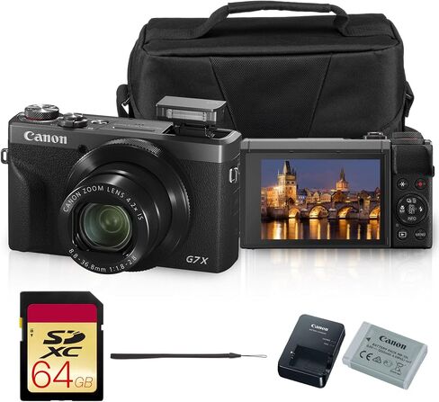 Canon PowerShot G7 X Mark III Digital Camera Bundle | 20.1MP 1-Inch Sensor, 4.2X Optical Zoom, 4K UHD Video, Wi-Fi & Bluetooth | Vlogging & Travel Camera with Bag and 64GB Card in Kuwait