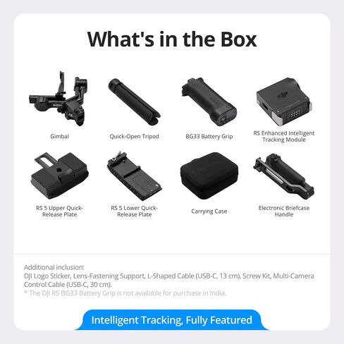 DJI RS 5 Combo 3-Axis Handheld Camera Gimbal Stabilizer for Mirrorless Cameras with Quick-Release Plate, Grip Tripod, Extended Battery Runtime, Wireless Microphone Set & USB Wall Plug in Kuwait