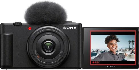 Sony ZV-1F Vlogging Camera Bundle (Black) | 20.1MP 1" Sensor, 4K Video, 20mm Wide Lens, Flip Screen & Directional Mic | Ideal for Vlogging & Content Creation (ZV1F/B) + 64GB Card + Bag + Battery in Kuwait