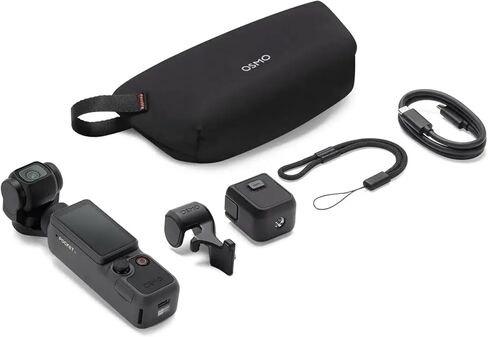 DJI Osmo Pocket 4 Creator Combo, Vlogging Cameras, 4K/240fps Vlog Camera, 3-Axis Stabilization, Active Track 7.0, Mic + Fill Light Included + 64gb Memory, Selfie Stick, Software (Value Bundle) in Kuwait