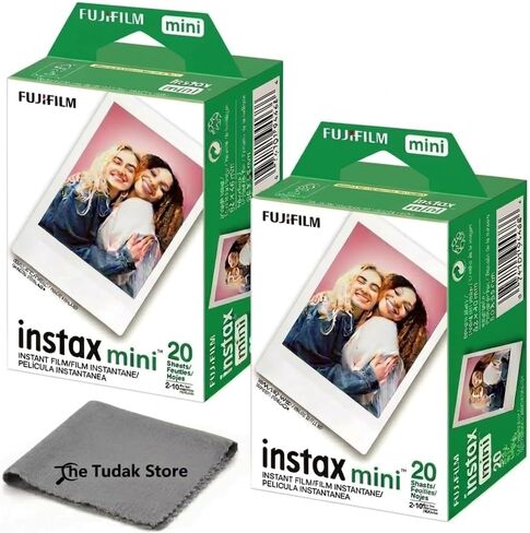 Fujifilm Instax Mini Instant Film, 40 Sheets – White Daylight ISO 800 for Instax Mini 13, 12, 11, 41 Cameras –Bundeld with The Tudak Store Microfiber Cleaning Cloth in Kuwait