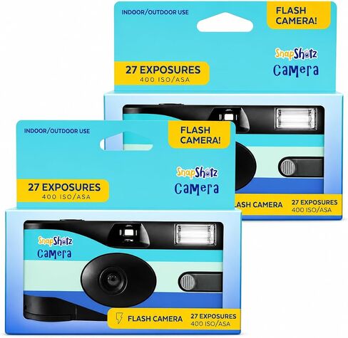 Flash 400 One-Time-Use Disposable Camera (27 Exposures) – 2 Pack with Built-in Flash – ISO 400 Film for Day or Night Shooting in Kuwait