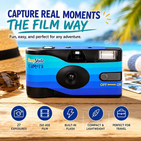 Flash 400 One-Time-Use Disposable Camera (27 Exposures) – 2 Pack with Built-in Flash – ISO 400 Film for Day or Night Shooting in Kuwait