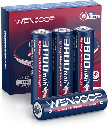 AA Lithium Batteries 3800mAh 20 Pack, 1.5V FR6, Non-Rechargeable | 15-Year Shelf Life | Leak-Resistant, Temp-Ready, 15g Each | For Cameras, Smart Locks, Flashlights & Backup in Kuwait