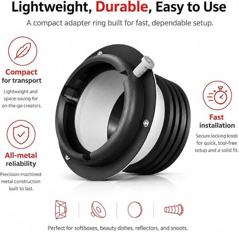 Bowens Mount Adapter Ring Compatible with Profoto Lights | All-metal adapter converts Profoto studio lights to Bowens modifiers for softboxes, reflectors, beauty dishes, and snoots. in Kuwait