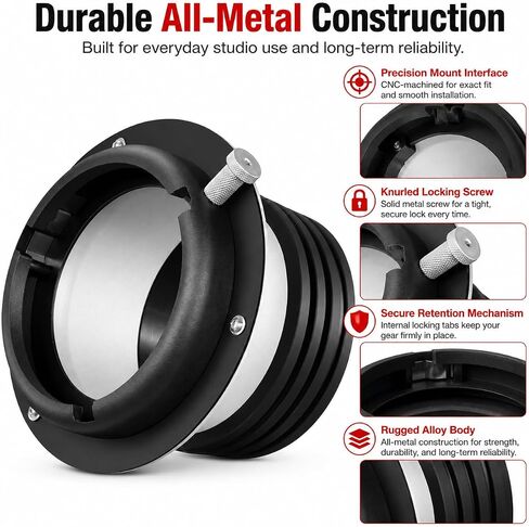 Bowens Mount Adapter Ring Compatible with Profoto Lights | All-metal adapter converts Profoto studio lights to Bowens modifiers for softboxes, reflectors, beauty dishes, and snoots. in Kuwait