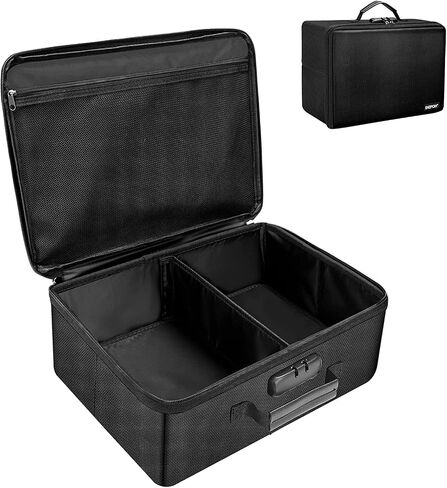 ENGPOW Fireproof Photo Storage Box with Lock,Photo Box Organizer with Divider＆Mesh Bag,Collapsible Portable Photo Storage Containers with Handle for Photos, Picture,Scrapbook,Art,Craft(Box Only) in Kuwait
