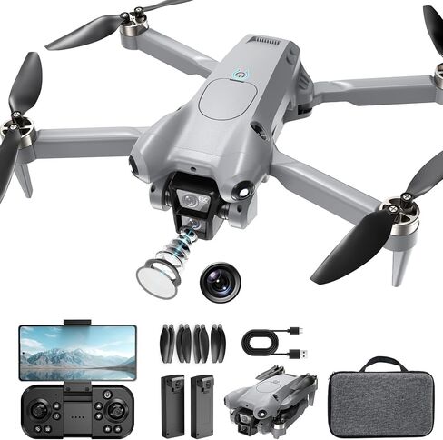 PRO Drone with Camera for Adults 4K,Brushless Motors Drone for Kids Beginners,40mins Flight Time with 2 Batteries,FPV Foldable RC Quadcopter,Toys Gifts for Teen Boys Girls, Beginner（Grey） in Kuwait