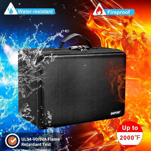 ENGPOW Fireproof Photo Storage Box with Lock,Photo Box Organizer with Divider＆Mesh Bag,Collapsible Portable Photo Storage Containers with Handle for Photos, Picture,Scrapbook,Art,Craft(Box Only) in Kuwait