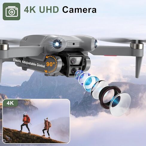 PRO Drone with Camera for Adults 4K,Brushless Motors Drone for Kids Beginners,40mins Flight Time with 2 Batteries,FPV Foldable RC Quadcopter,Toys Gifts for Teen Boys Girls, Beginner（Grey） in Kuwait