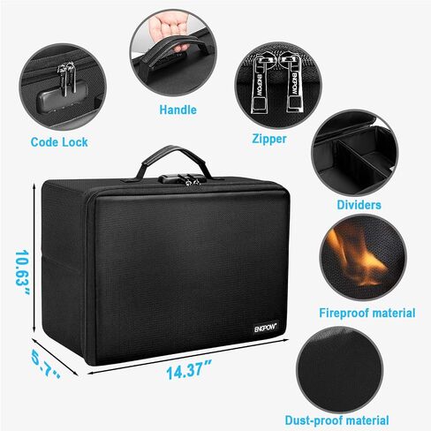 ENGPOW Fireproof Photo Storage Box with Lock,Photo Box Organizer with Divider＆Mesh Bag,Collapsible Portable Photo Storage Containers with Handle for Photos, Picture,Scrapbook,Art,Craft(Box Only) in Kuwait