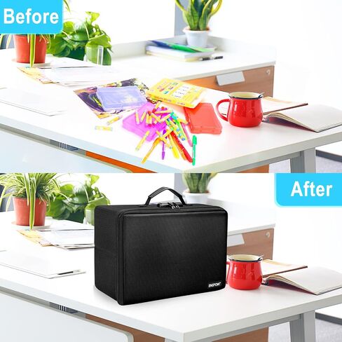 ENGPOW Fireproof Photo Storage Box with Lock,Photo Box Organizer with Divider＆Mesh Bag,Collapsible Portable Photo Storage Containers with Handle for Photos, Picture,Scrapbook,Art,Craft(Box Only) in Kuwait