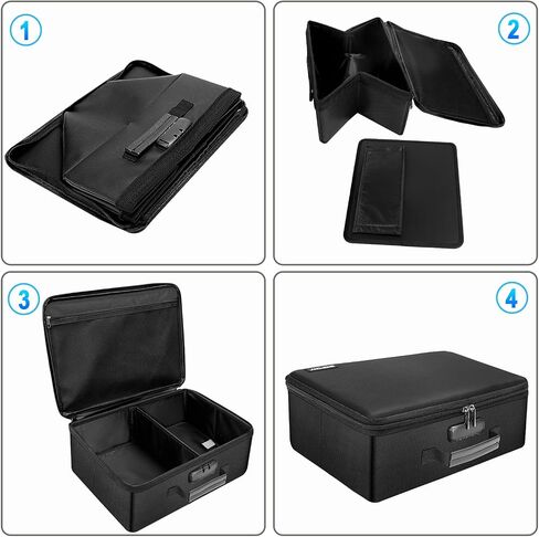 ENGPOW Fireproof Photo Storage Box with Lock,Photo Box Organizer with Divider＆Mesh Bag,Collapsible Portable Photo Storage Containers with Handle for Photos, Picture,Scrapbook,Art,Craft(Box Only) in Kuwait