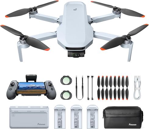 Potensic ATOM 2 Fly More Combo with RC PTD 1, Drone with Camera 4K, 8K Photo, 10KM Transmission, 96 Mins Flight, 3-Axis Gimbal, AI Track, Vertical Shooting, ND CPL Filter, RC Strap, Screen Protector in Kuwait