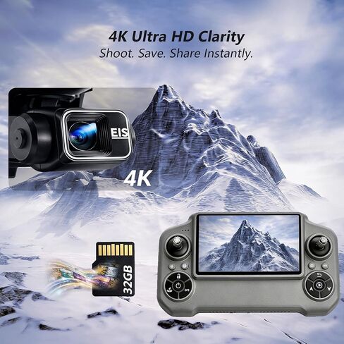 3-Axis Gimbal GPS Drone with 4K Camera YIKKEON Drone, 10000FT Range, 90Min Flight Time with 3 Batteries, 4.5" HD Screen Remote, Auto Return, Follow Me, Brushless Motor, 5G FPV, Foldable RC Quadcopter for Beginners - Under 249g in Kuwait