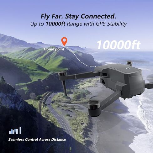 3-Axis Gimbal GPS Drone with 4K Camera YIKKEON Drone, 10000FT Range, 90Min Flight Time with 3 Batteries, 4.5" HD Screen Remote, Auto Return, Follow Me, Brushless Motor, 5G FPV, Foldable RC Quadcopter for Beginners - Under 249g in Kuwait