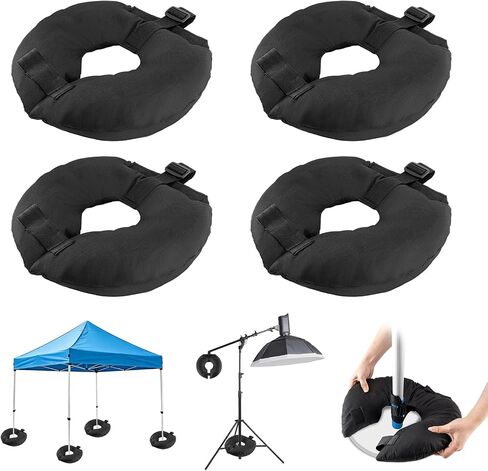4 Pack Sand Bags for Weight, Tripod Weight, Canopy Weights with Straps | Weighted Bags to Hold Things Down, Sandbags for Backdrop Stand, Umbrella Base, Tent, Sports Net, 52 LB (Sand Not Included) in Kuwait