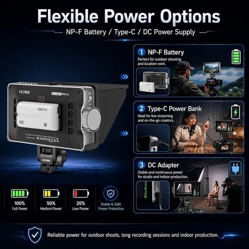 VILTROX DC-550 Pro II 5.5" 1400 Nits Camera Field Monitor with Camera Control 4K@60 HDMI 2.0 Touchscreen HD Display 3D LUT Onion Skin Vertical UI, Waveform & 160° Wide View Angle DSLR Monitor in Kuwait