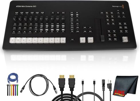 Blackmagic Design ATEM Mini Extreme ISO G2 Switcher | 8-Input Live Production Mixer with 9-Stream Recording, USB-C Webcam Output & Advanced Streaming Tools + HDMI Cable + Ethernet Cable + More in Kuwait