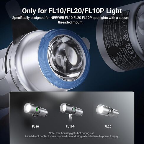 NEEWER Basics Spotlight Conical Optical Snoot Only for FL10/FL20/FL10P Photography Flashlight, 4X Brighter Projector Attachment with Adjustable Focus, 30° Beam Angle, 20 Metal Gobos, LS01 in Kuwait