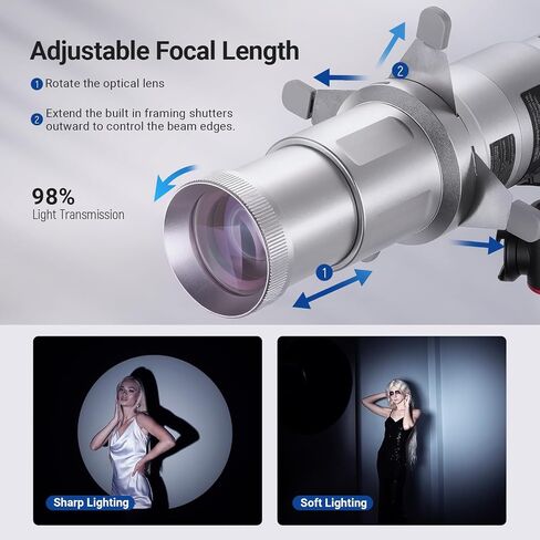 NEEWER Basics Spotlight Conical Optical Snoot Only for FL10/FL20/FL10P Photography Flashlight, 4X Brighter Projector Attachment with Adjustable Focus, 30° Beam Angle, 20 Metal Gobos, LS01 in Kuwait