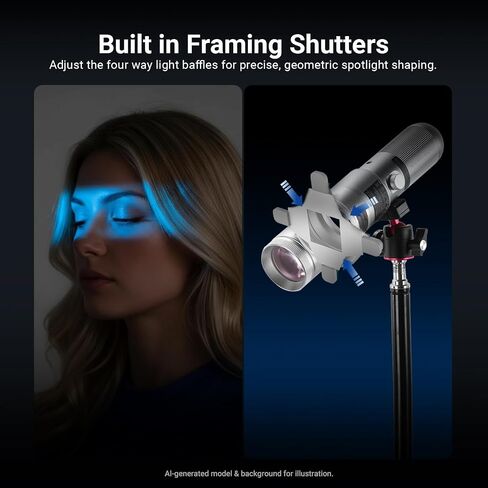 NEEWER Basics Spotlight Conical Optical Snoot Only for FL10/FL20/FL10P Photography Flashlight, 4X Brighter Projector Attachment with Adjustable Focus, 30° Beam Angle, 20 Metal Gobos, LS01 in Kuwait