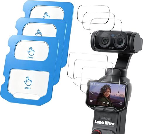 (3 Sets) Orzero Tempered Glass Protector Compatible for Insta360 Luna Ultra, Screen & Lens Protector De Pantalla [EZ Install] with Auto Alignment Tool 9 Hardness High Definition Anti-Scratch Bubble Free in Saudi Arabia