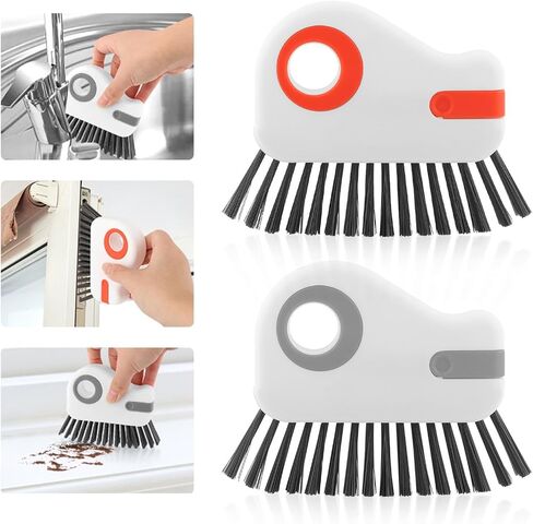 2Pcs 2 in 1 Groove Cleaning Brush, Window Track Cleaning Tools with Hidden Scraper, Multifunctional Hard Bristle Grip Brush for Sliding Door Track, Window Sill in Kuwait