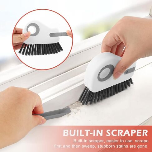 2Pcs 2 in 1 Groove Cleaning Brush, Window Track Cleaning Tools with Hidden Scraper, Multifunctional Hard Bristle Grip Brush for Sliding Door Track, Window Sill in Kuwait