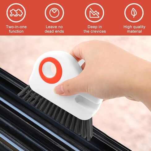 2Pcs 2 in 1 Groove Cleaning Brush, Window Track Cleaning Tools with Hidden Scraper, Multifunctional Hard Bristle Grip Brush for Sliding Door Track, Window Sill in Kuwait