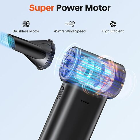 Compressed Air Duster, 150,000RPM Ultra-Powerful Cordless Electric Air Duster, 3 Gears Adjustable, Mini Blower with Fast Charging, Electric Duster for PC, Keyboard, Car, House, Outdoor in Kuwait