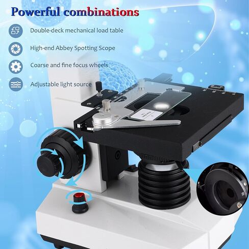 Compound Trinocular Microscope, 40X-5000X Magnification, Research Grade Professional Microscope with USB Camera and Mechanical Stage, Microscope for Adults in Kuwait