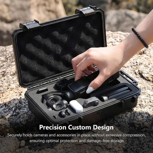 AMAZEAR Waterproof Hard Case Compatible with DJI OSMO Pocket 4P, Pocket4 Pro Creator Combo Accessories Small Hard Shell Cover Travel Hardcase for Carrying, Protection, Storage, Organization, Black in Kuwait