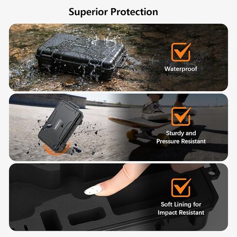AMAZEAR Waterproof Hard Case Compatible with DJI OSMO Pocket 4P, Pocket4 Pro Creator Combo Accessories Small Hard Shell Cover Travel Hardcase for Carrying, Protection, Storage, Organization, Black in Kuwait