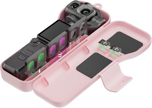 Hard Case for DJI Osmo Pocket 4P Camera & Filter Accessories Black | Osmo Pocket 4P Storage Bag, with 3 CPL/ND Filters Storage Slots and 2 SD Card Slots, Wrist Strap, Compact for Travel Vlogging in Kuwait