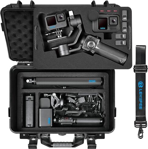 Lekufee Waterproof Hard Carrying Case for GoPro Fluid Pro AI 3-Axis Gimbal Stabilizer, Gopro Hero 13/12/11/10/9 Camera, Mission 1 PRO,Media Mod, and other Accessories(Case Only) in Kuwait