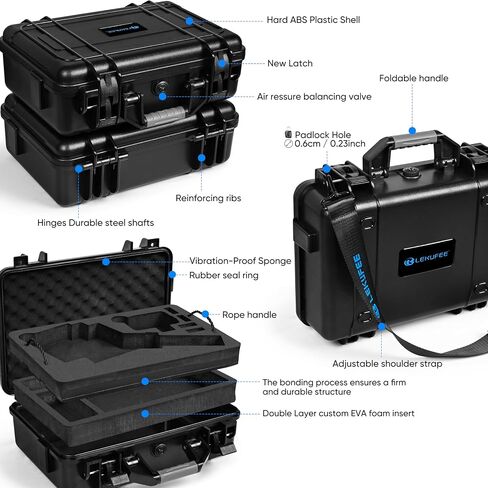 Lekufee Waterproof Hard Carrying Case for GoPro Fluid Pro AI 3-Axis Gimbal Stabilizer, Gopro Hero 13/12/11/10/9 Camera, Mission 1 PRO,Media Mod, and other Accessories(Case Only) in Kuwait