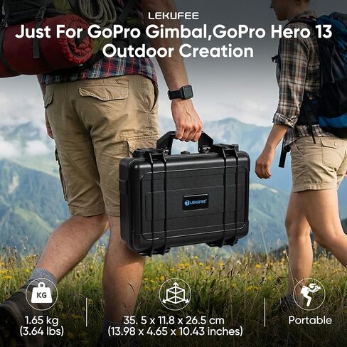 Lekufee Waterproof Hard Carrying Case for GoPro Fluid Pro AI 3-Axis Gimbal Stabilizer, Gopro Hero 13/12/11/10/9 Camera, Mission 1 PRO,Media Mod, and other Accessories(Case Only) in Kuwait