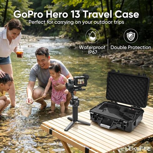 Lekufee Waterproof Hard Carrying Case for GoPro Fluid Pro AI 3-Axis Gimbal Stabilizer, Gopro Hero 13/12/11/10/9 Camera, Mission 1 PRO,Media Mod, and other Accessories(Case Only) in Kuwait