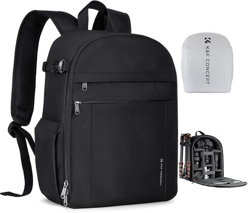 K&F CONCEPT Camera Backpack, DSLR/SLR/Mirrorless Photography Camera Bag | 14in Laptop Compartment & Rain Cover, 600D Fabric for Travel & Daily, Men & Women, Dual-Mode Detachable Dividers, Blue, B19 in Kuwait