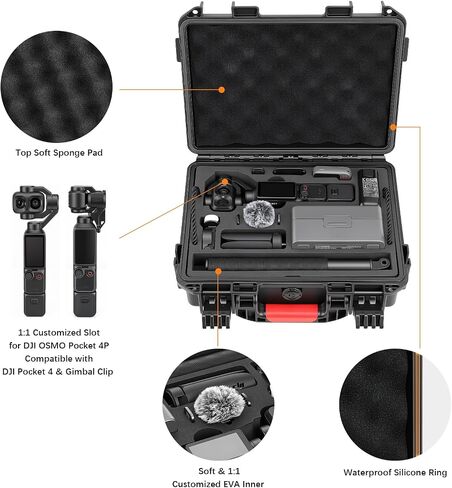 AMAZEAR Waterproof Hard Case Compatible with DJI OSMO Pocket 4P/4/Xtra Muse, Pocket4P Creator Combo Accessories Dual-Layer Hard Shell Cover Travel Box for Carrying, Protection, Storage, Organization in Kuwait