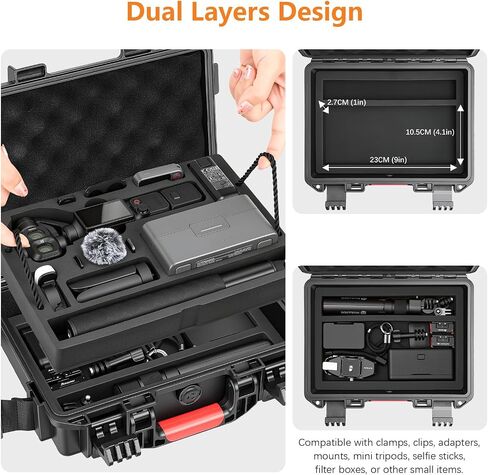 AMAZEAR Waterproof Hard Case Compatible with DJI OSMO Pocket 4P/4/Xtra Muse, Pocket4P Creator Combo Accessories Dual-Layer Hard Shell Cover Travel Box for Carrying, Protection, Storage, Organization in Kuwait