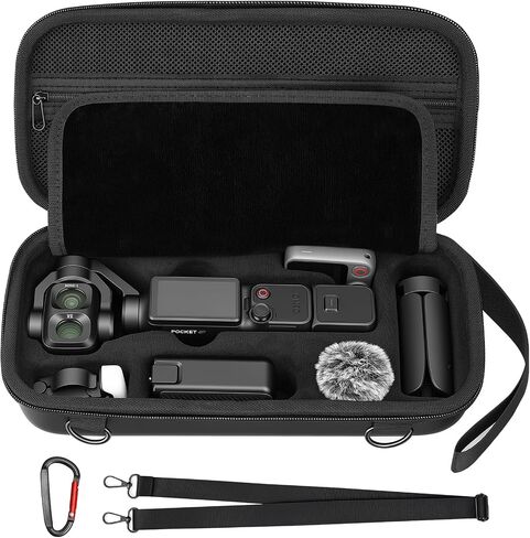 AMAZEAR Carry Case for DJI OSMO Pocket 4P, Pocket 4 Pro Accessories Compact Hard Shell Cover Travel Bag for Pocket4 / Xtra Muse with Shoulder Strap, Storage, Organization, Protection, Black in Kuwait