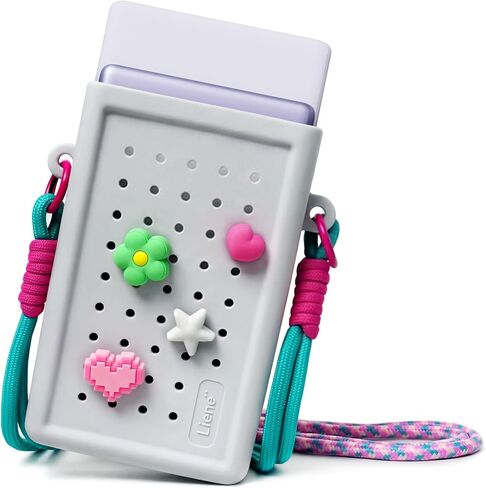 Liene DIY Charm Carry Bag Pearl N200 Pro Portable Photo Printer, Instant Mini Picture Printer for iPhone Smartphone Case, Silicone Protective Cover with Detachable Lanyard & DIY Charms, Grey in Kuwait