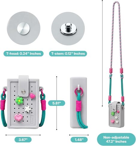 Liene DIY Charm Carry Bag Pearl N200 Pro Portable Photo Printer, Instant Mini Picture Printer for iPhone Smartphone Case, Silicone Protective Cover with Detachable Lanyard & DIY Charms, Grey in Kuwait